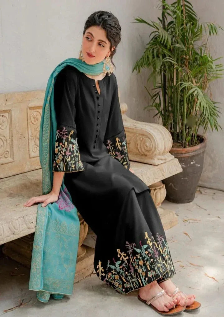 3 PIECE EMBROIDERED DHANAK SUIT – RR2071 - Rangrezza