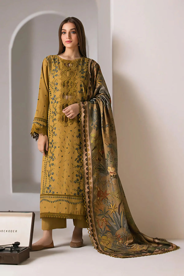 3PC EMBROIDERED DHANAK - Unstitched Winter Collection