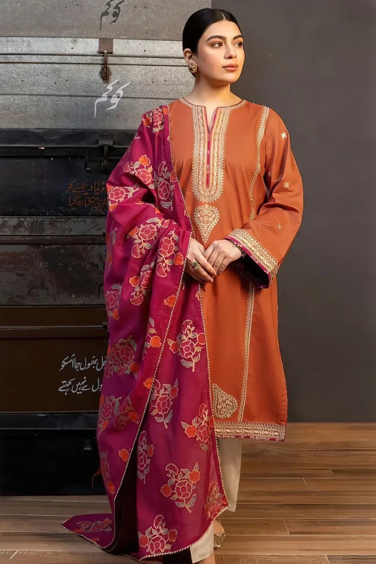 KOKUM DHANAK – 3 Piece Unstitched Winter Suit - RR2014 - Rangrezza