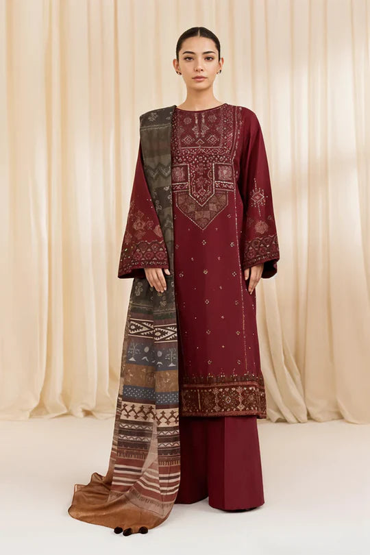 3 PC EMBROIDERED DHANAK SUIT