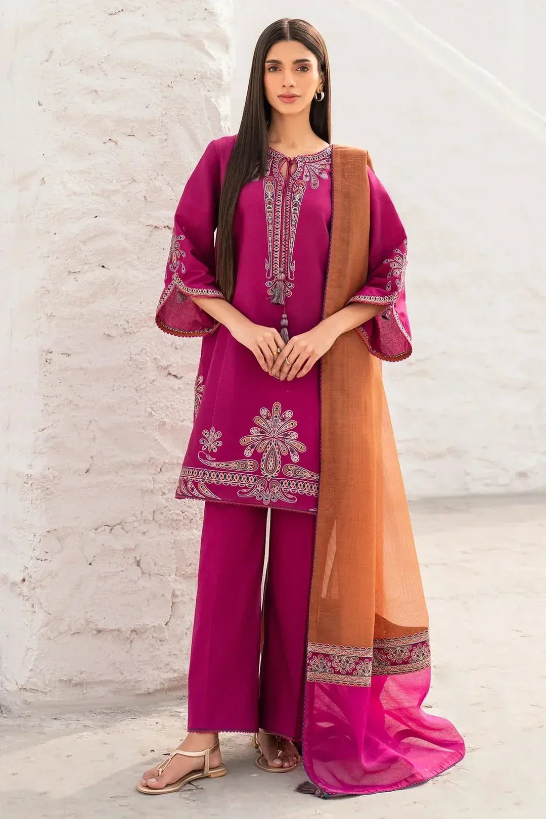 3 PC Embroidered Dhanak Suit – RR2029 - Rangrezza