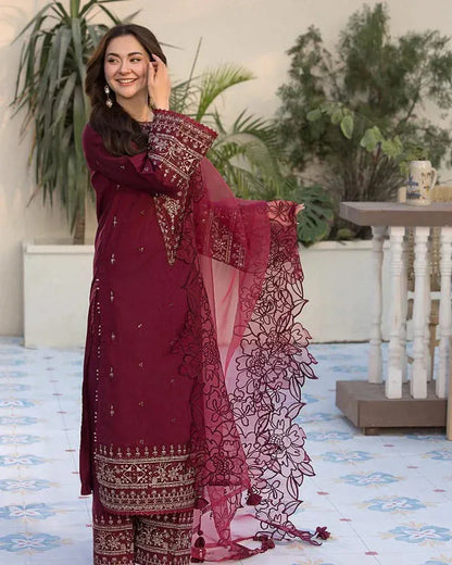 Allys – 3 PC Embroidered Dhanak Suit – RR2031 - Rangrezza