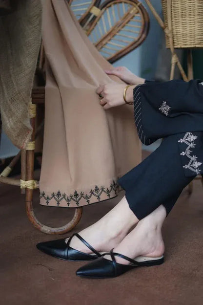 COFFEE | 3 PC EMBROIDERED DHANAK SUIT – RR2061 - Rangrezza