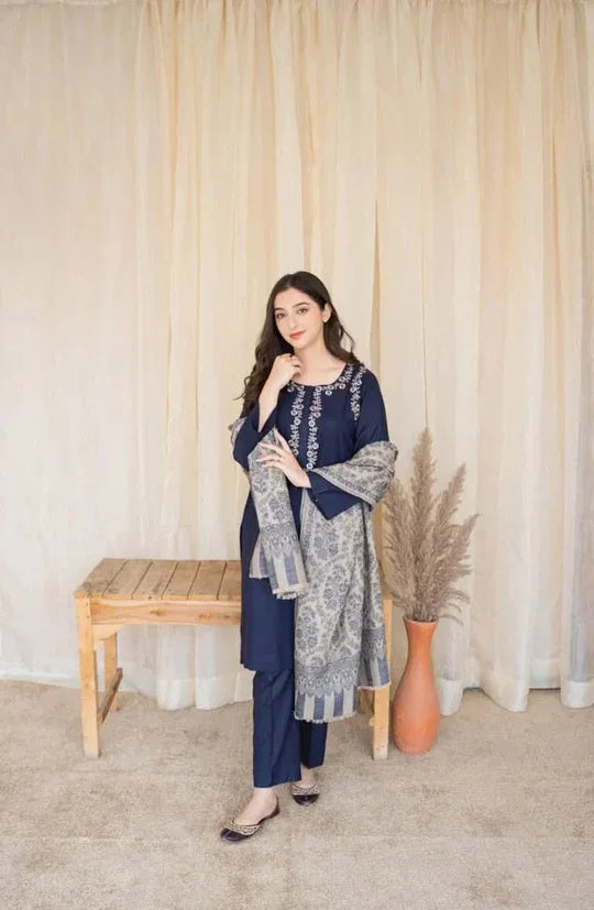 ZORA DHANAK | 3 PC EMBROIDERED DHANAK SUIT – RR2078 - Rangrezza