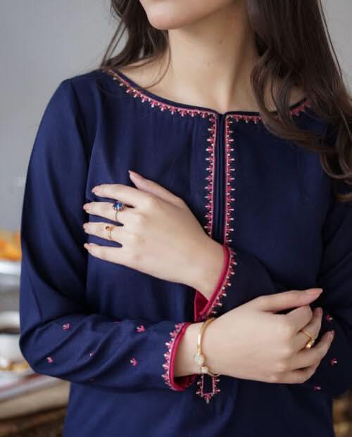 BLUEBERRY | 3 PC EMBROIDERED DHANAK SUIT - RR2062 - Rangrezza