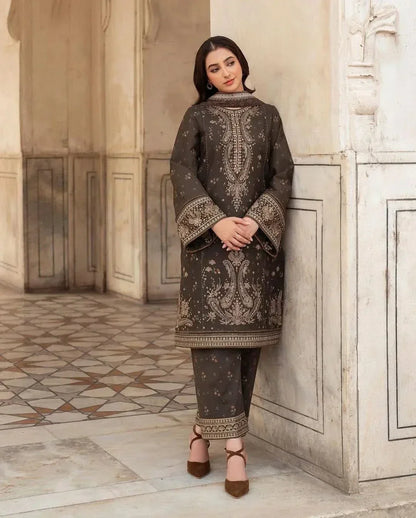 3 PC EMBROIDERED DHANAK SUIT - RR2038 - Rangrezza