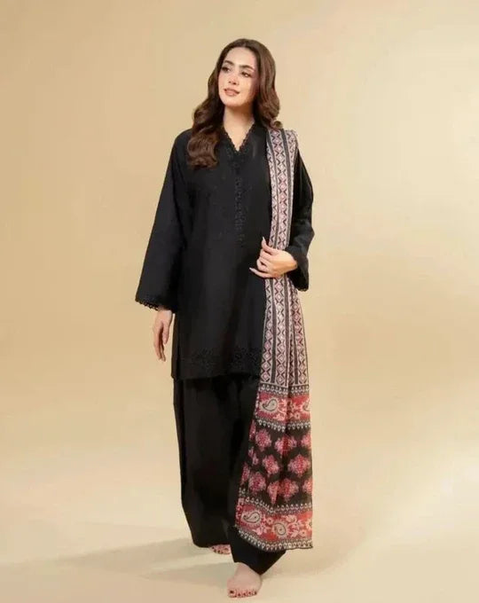 3 PC EMBROIDERED DHANAK SUIT – RR2047 - Rangrezza