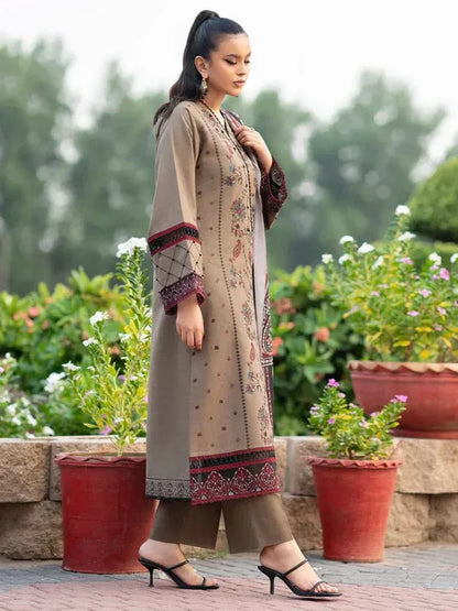 3 PC Embroidered Dhanak Suit – RR2056 - Rangrezza