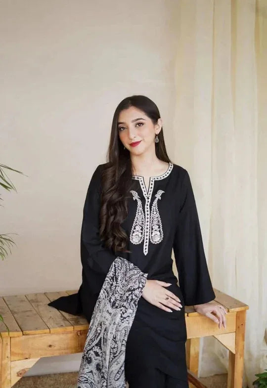 3 PC EMBROIDERED DHANAK SUIT - RR2045 - Rangrezza