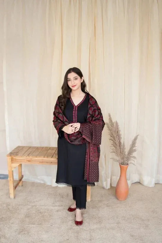 AARZO DHANAK | 3 PC EMBROIDERED DHANAK SUIT – RR2075 - Rangrezza