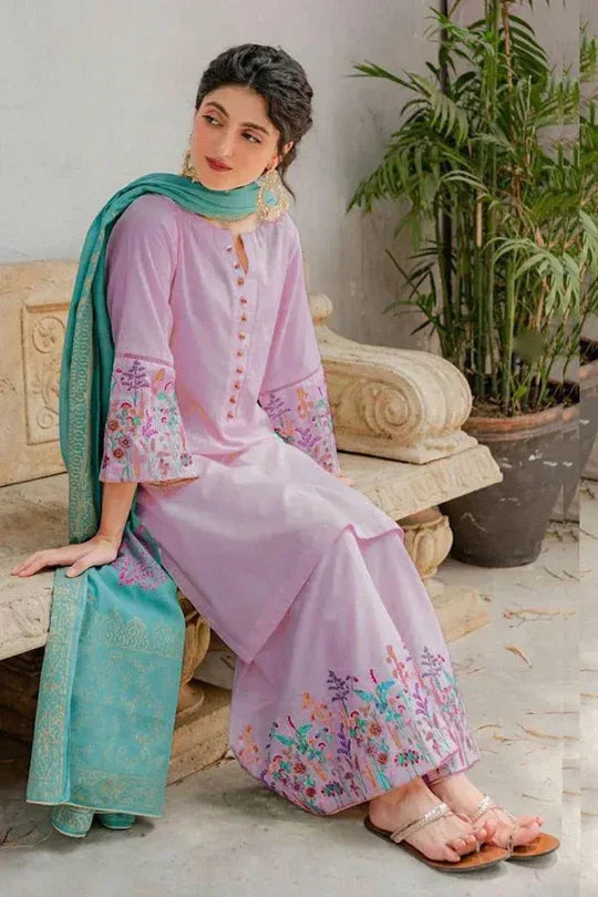 3 PIECE EMBROIDERED DHANAK SUIT – RR2072 - Rangrezza