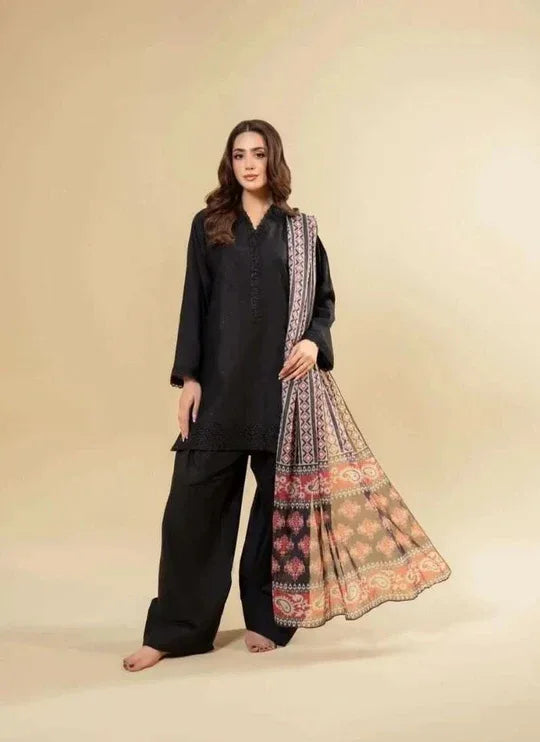 3 PC EMBROIDERED DHANAK SUIT – RR2047 - Rangrezza