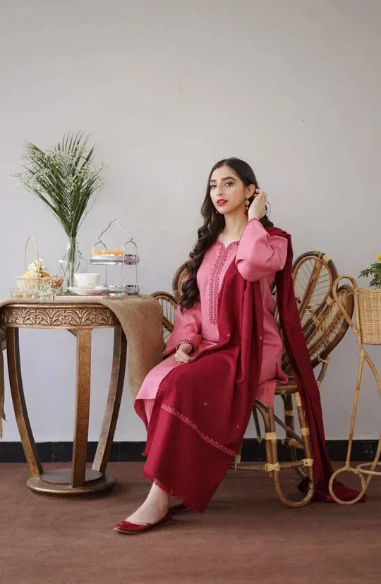 ROSE DHANAK | 3 PC EMBROIDERED DHANAK SUIT – RR2076 - Rangrezza