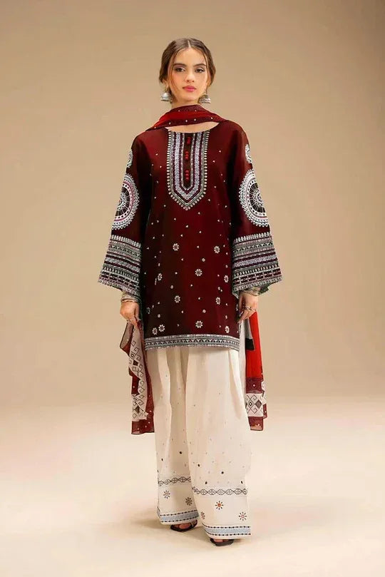 3 PC EMBROIDERED DHANAK SUIT – RR2046 - Rangrezza