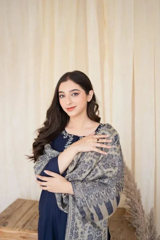 ZORA DHANAK | 3 PC EMBROIDERED DHANAK SUIT – RR2078 - Rangrezza