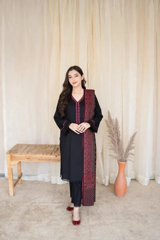 AARZO DHANAK | 3 PC EMBROIDERED DHANAK SUIT – RR2075 - Rangrezza