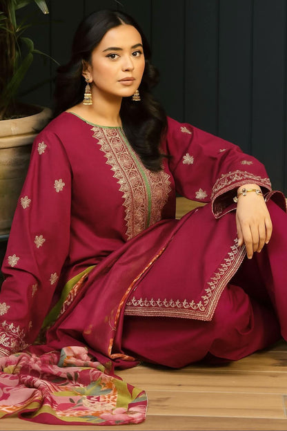3 PC EMBROIDERED DHANAK SUIT – RR2043 - Rangrezza