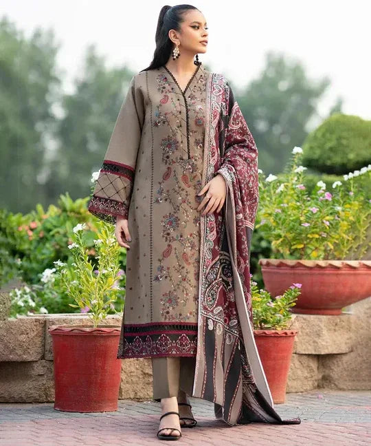 3 PC Embroidered Dhanak Suit – RR2056 - Rangrezza