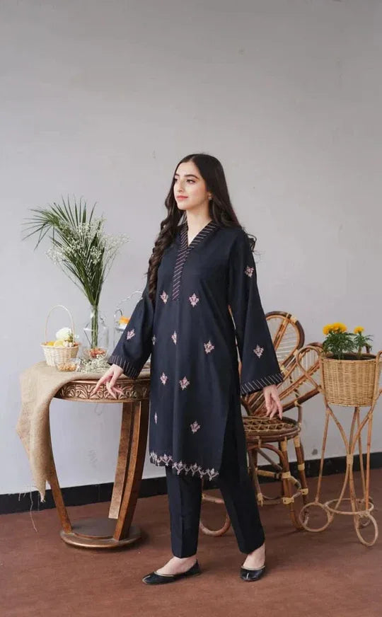 COFFEE | 3 PC EMBROIDERED DHANAK SUIT – RR2061 - Rangrezza