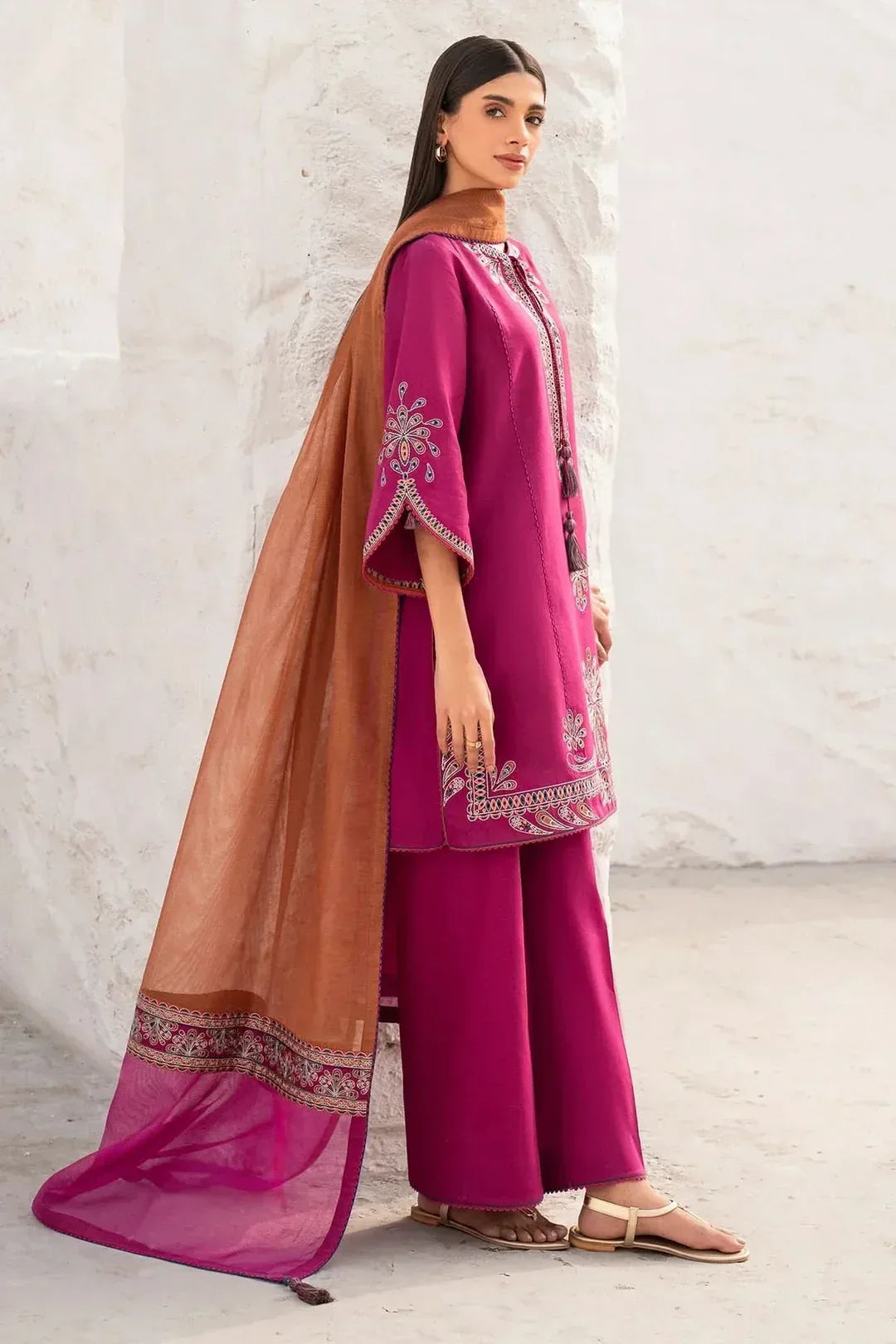 3 PC Embroidered Dhanak Suit – RR2029 - Rangrezza