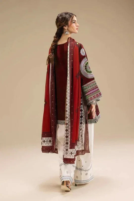 3 PC EMBROIDERED DHANAK SUIT – RR2046 - Rangrezza