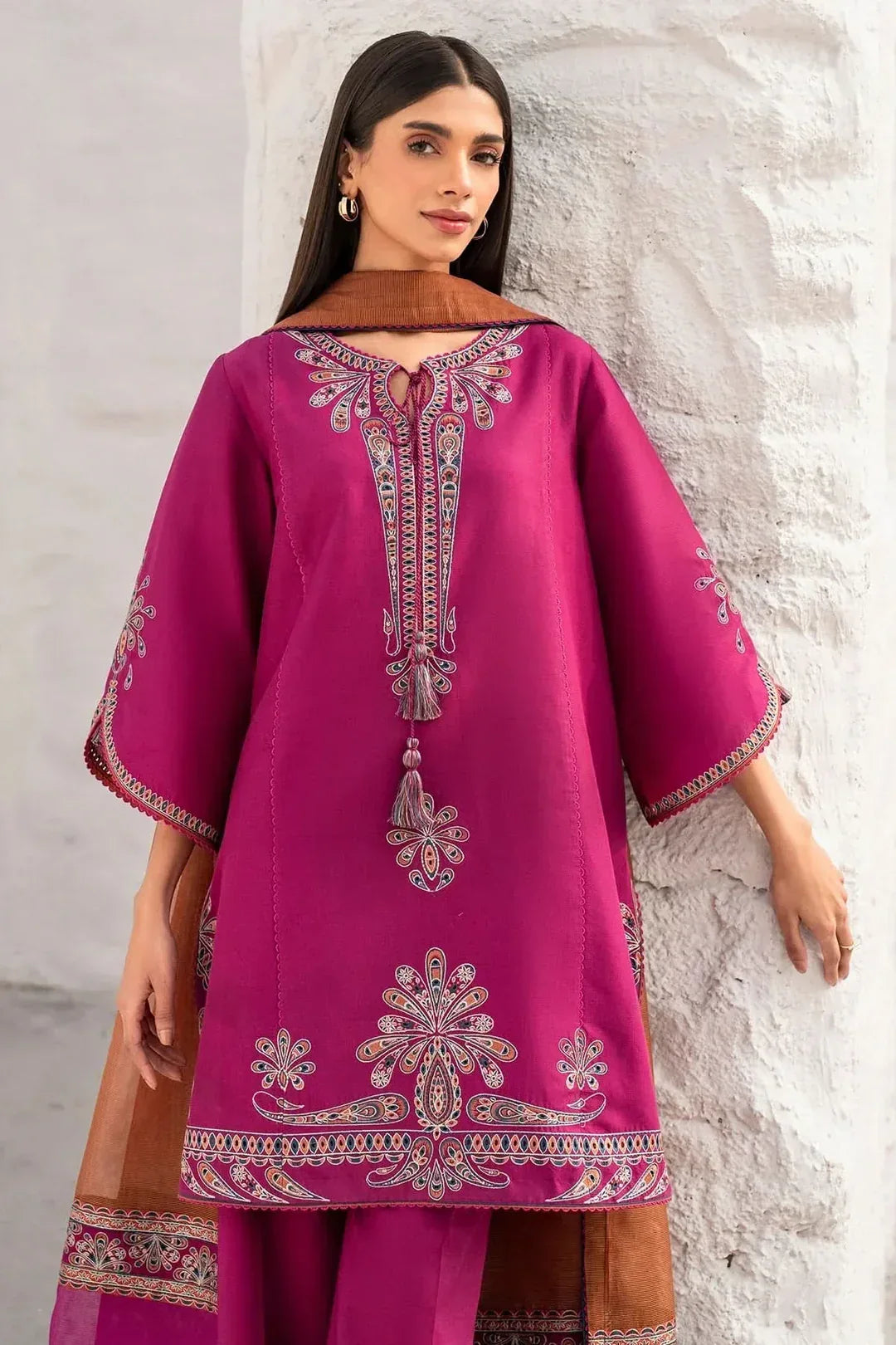 3 PC Embroidered Dhanak Suit – RR2029 - Rangrezza