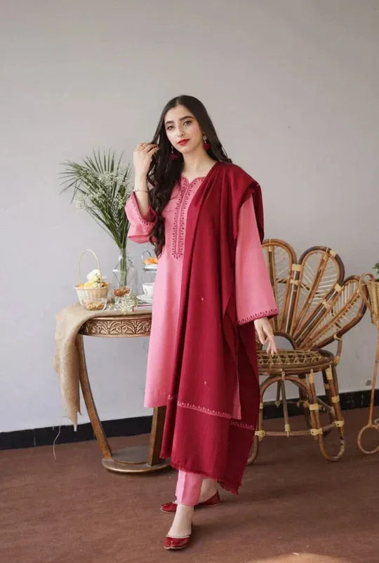 ROSE DHANAK | 3 PC EMBROIDERED DHANAK SUIT – RR2076 - Rangrezza