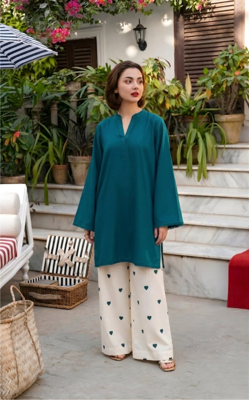 Bella Premium Printed co-ord set - C Green - RR3070