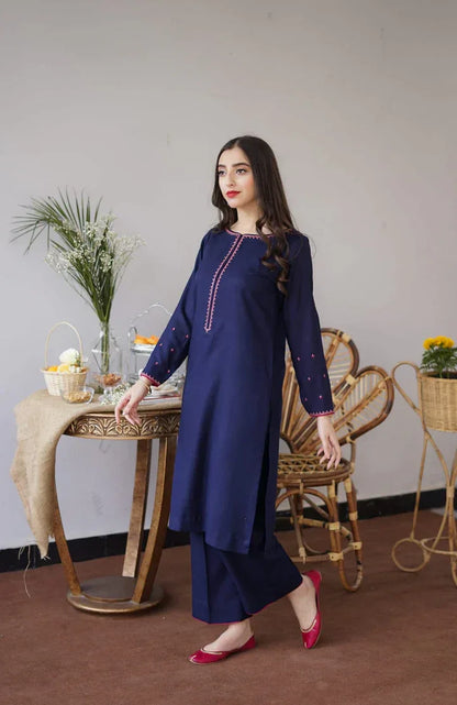 BLUEBERRY | 3 PC EMBROIDERED DHANAK SUIT - RR2062 - Rangrezza