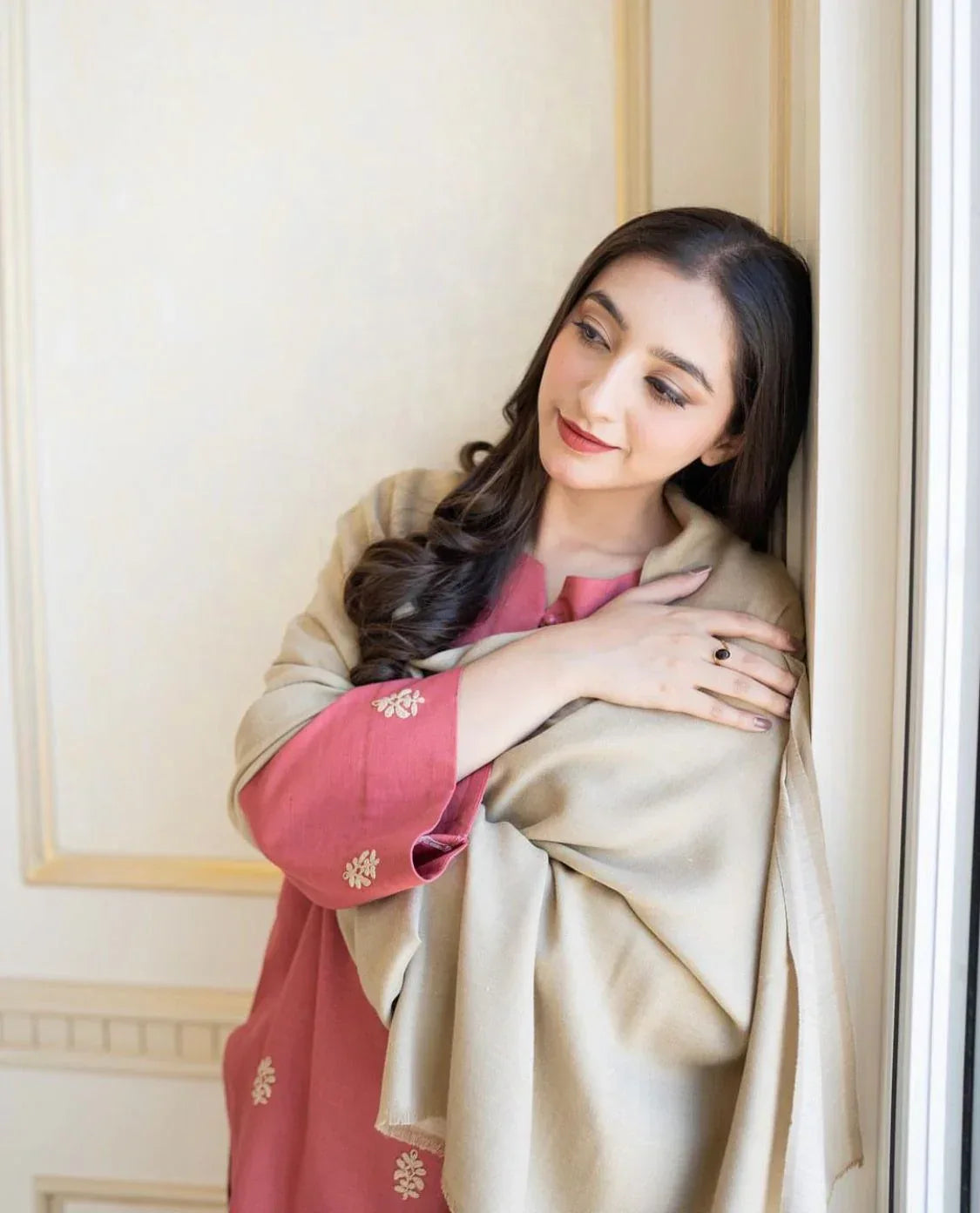 DUSTY PINK | 3 PC EMBROIDERED DHANAK SUIT – RR2067 - Rangrezza