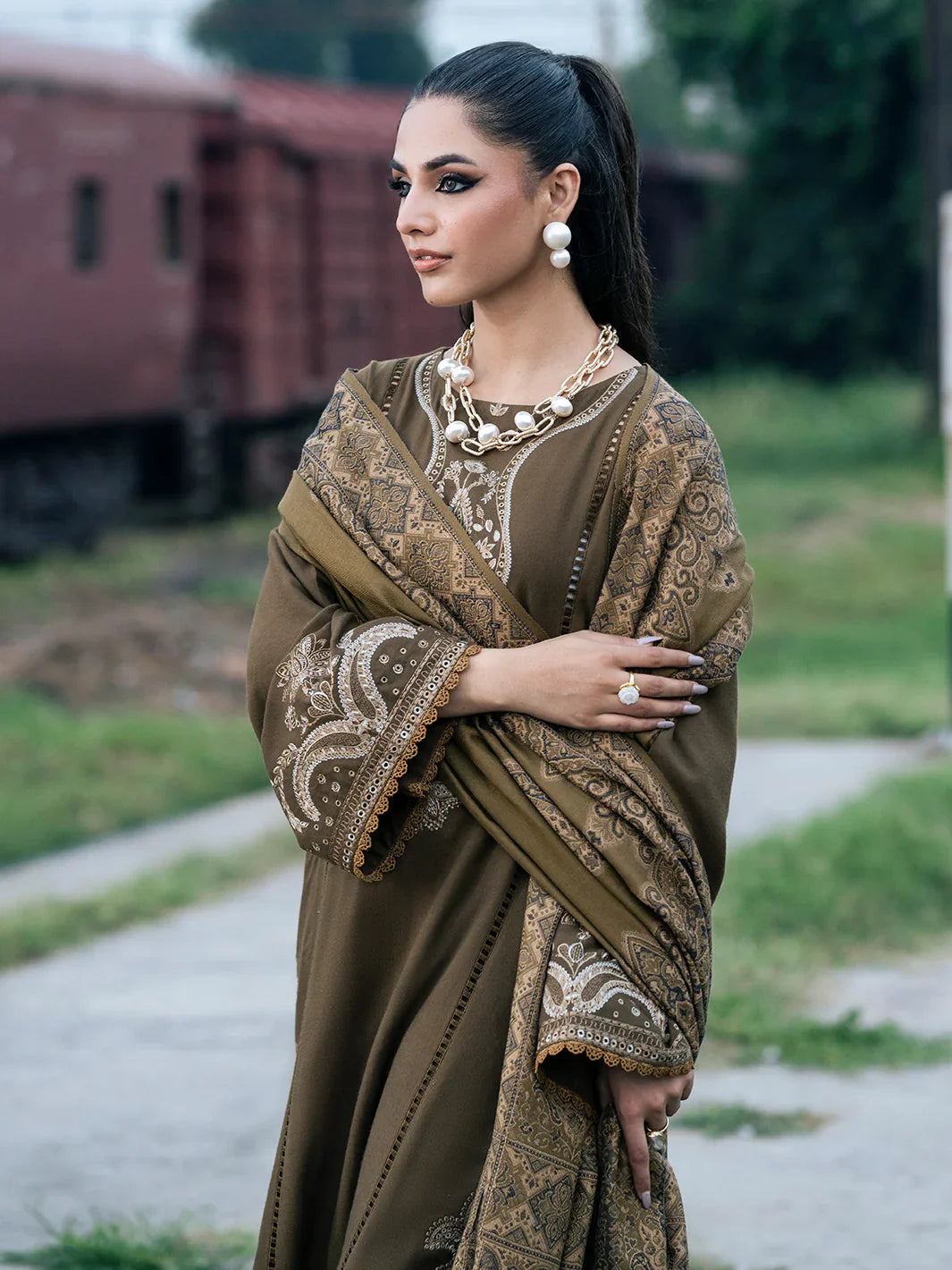 AANGEN DHANAK - 3 Piece Unstitched Winter Suit