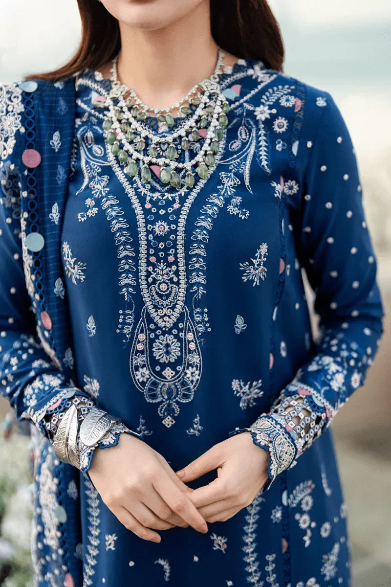 🌸Trending - QALAMKAR - Premium Embroidered Lawn 3PC Suit - RR3007