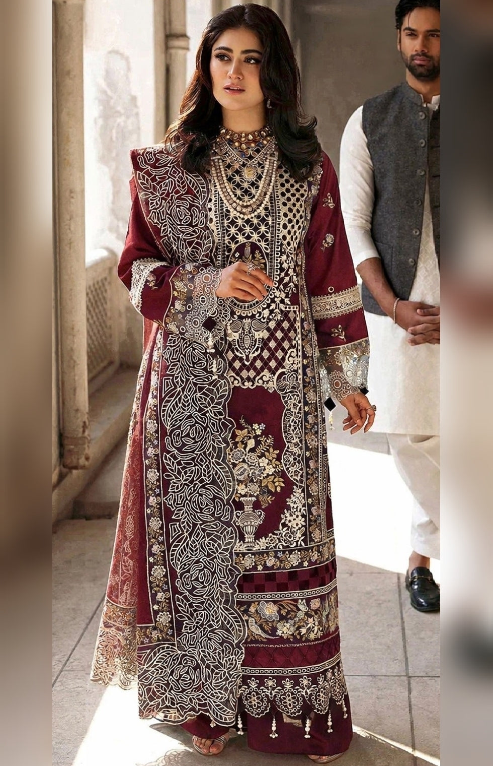 MAHNUR - 3PC Luxury Lawn Embroidered Suit - RR-4026