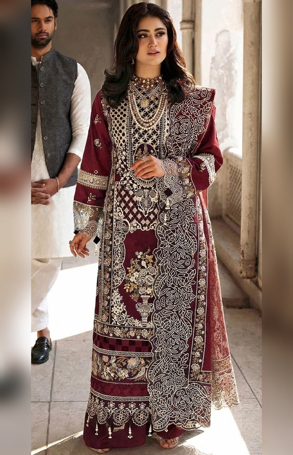 MAHNUR - 3PC Luxury Lawn Embroidered Suit - RR-4026