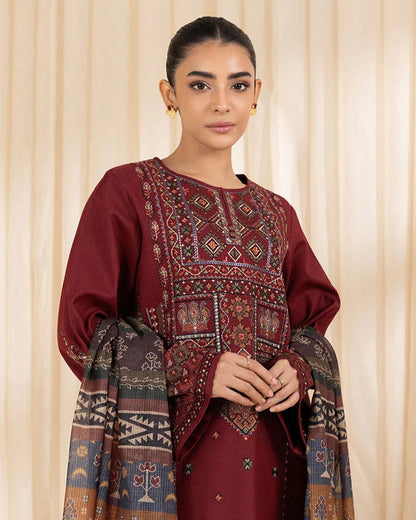 3 PC EMBROIDERED DHANAK SUIT