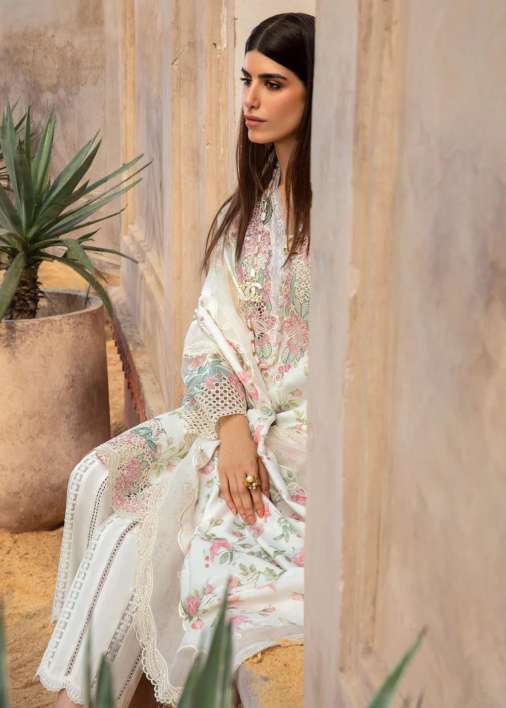 CRIMSON  - 3PC Luxury Lawn Embroidered Suit - RR-4039