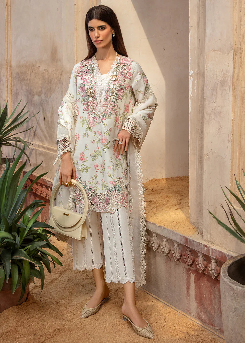 CRIMSON  - 3PC Luxury Lawn Embroidered Suit - RR-4039