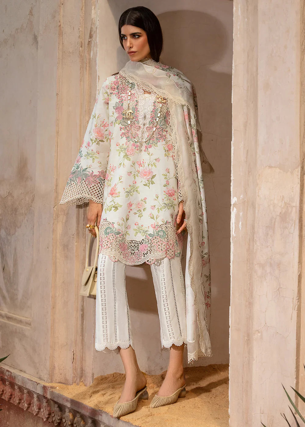 CRIMSON  - 3PC Luxury Lawn Embroidered Suit - RR-4039