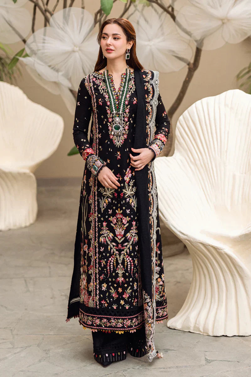 Qalamkar - 3PC Luxury Lawn Embroidered Suit - RR-4002