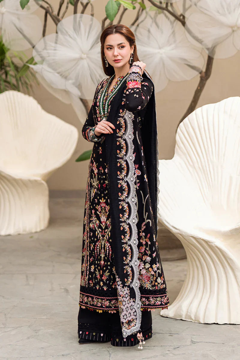 Qalamkar - 3PC Luxury Lawn Embroidered Suit - RR-4002