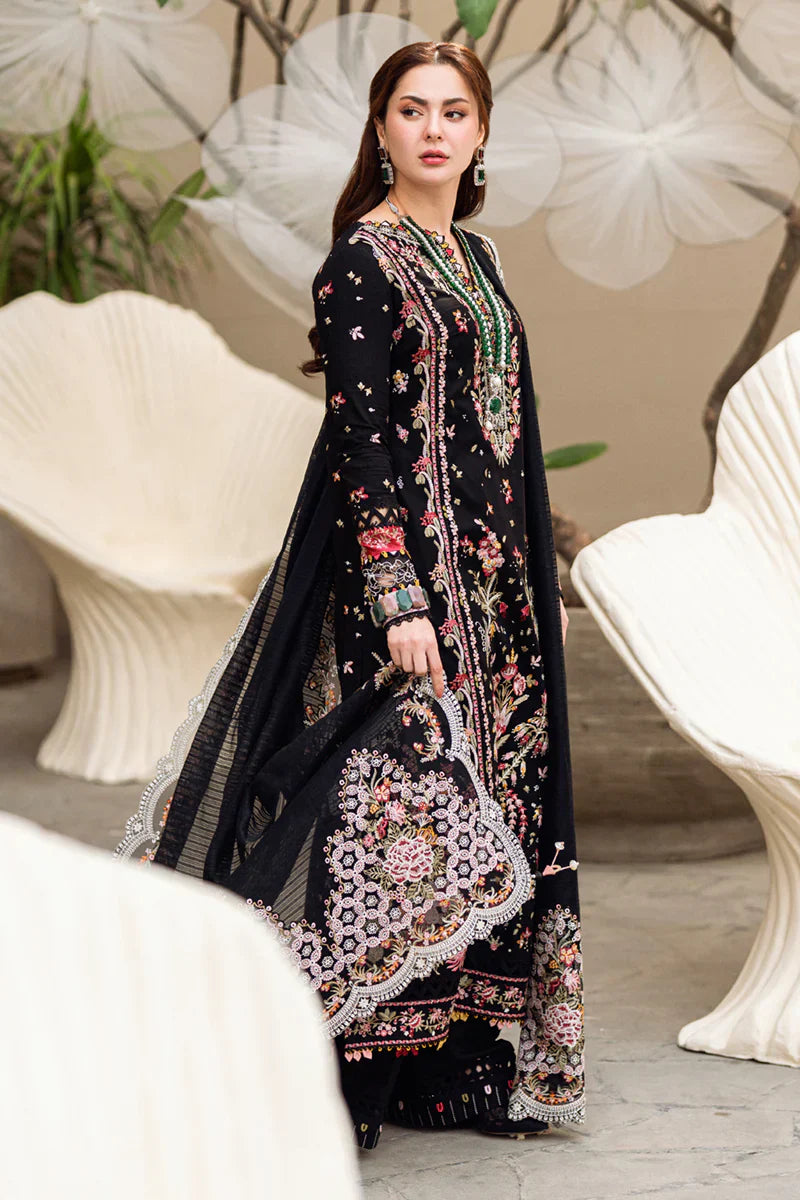 Qalamkar - 3PC Luxury Lawn Embroidered Suit - RR-4002