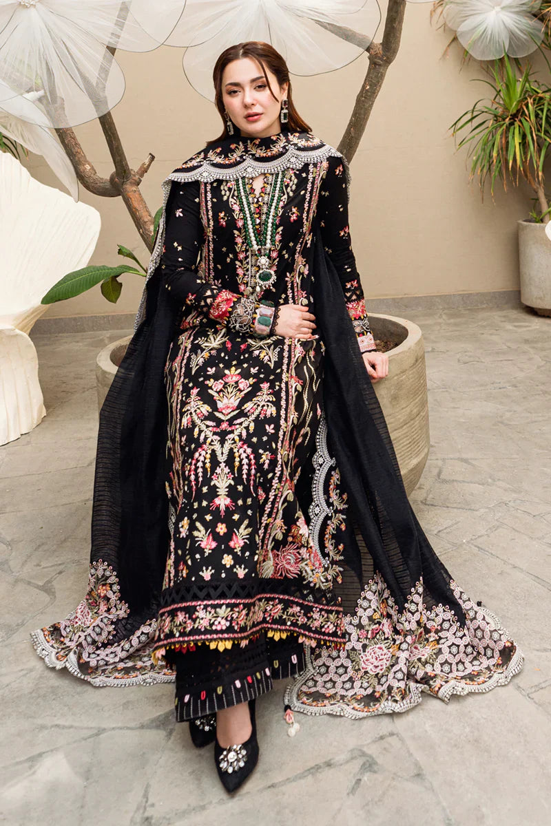 Qalamkar - 3PC Luxury Lawn Embroidered Suit - RR-4002