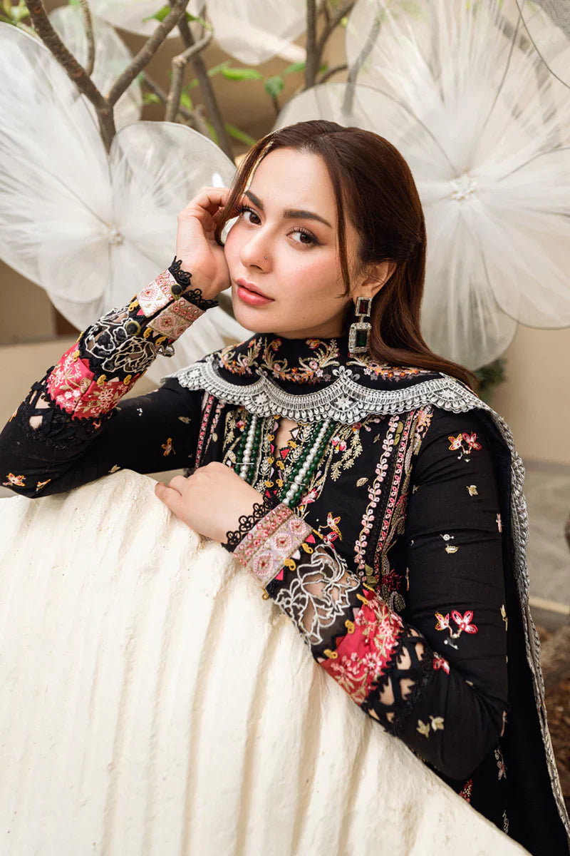 Qalamkar - 3PC Luxury Lawn Embroidered Suit - RR-4002