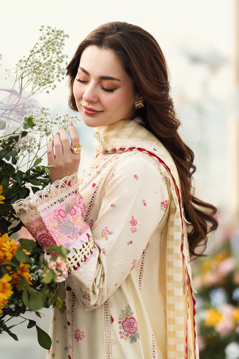 Qalamkaar - 3PC Lawn Embroidered Suit - RR-4034