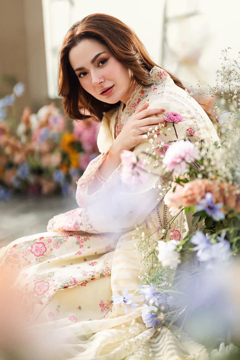 Qalamkaar - 3PC Lawn Embroidered Suit - RR-4034