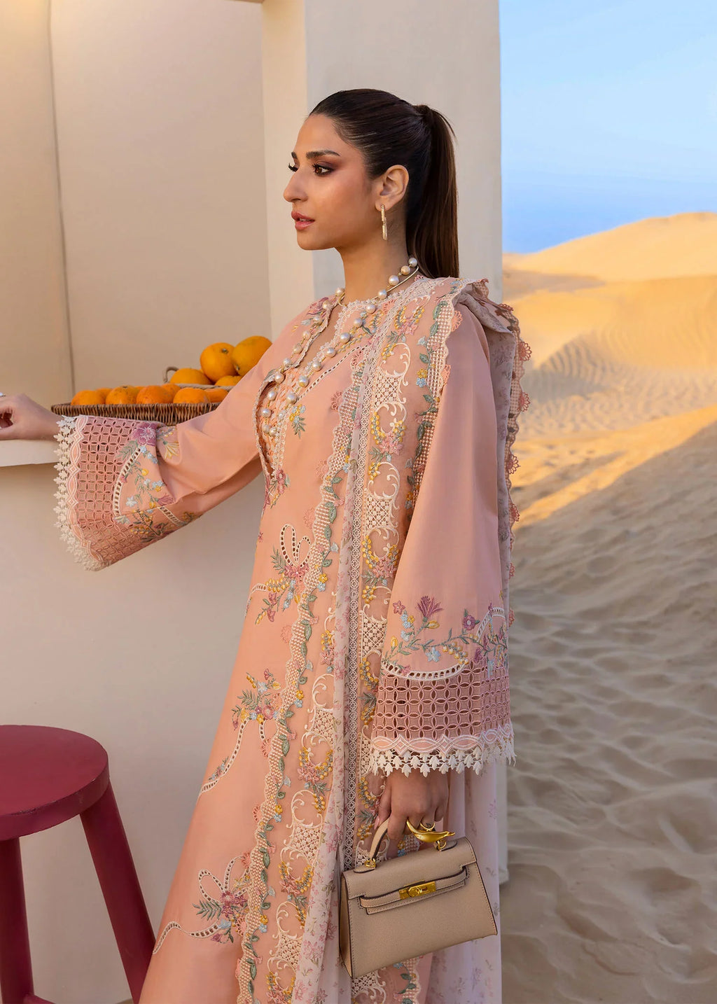 CRIMSON  - 3PC Luxury Lawn Embroidered Suit - RR-4004