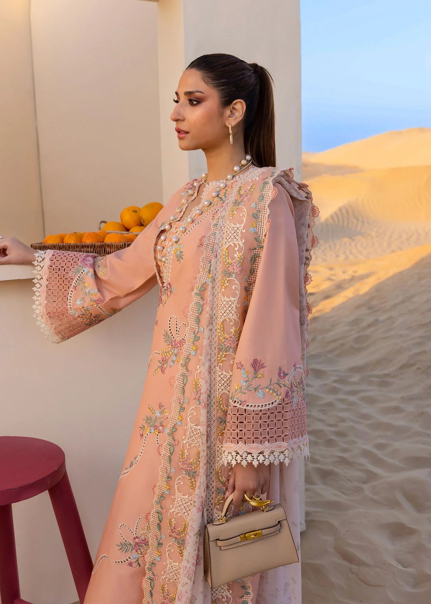 CRIMSON  - 3PC Luxury Lawn Embroidered Suit - RR-4004