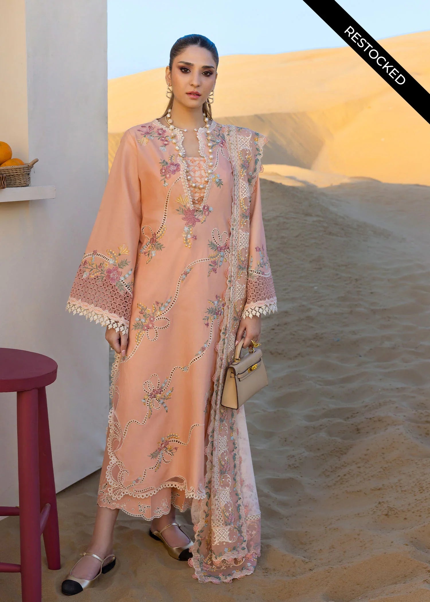CRIMSON  - 3PC Luxury Lawn Embroidered Suit - RR-4004