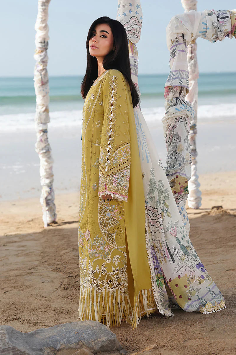 Qalamkar - 3PC Luxury Lawn Embroidered Suit - RR-4006