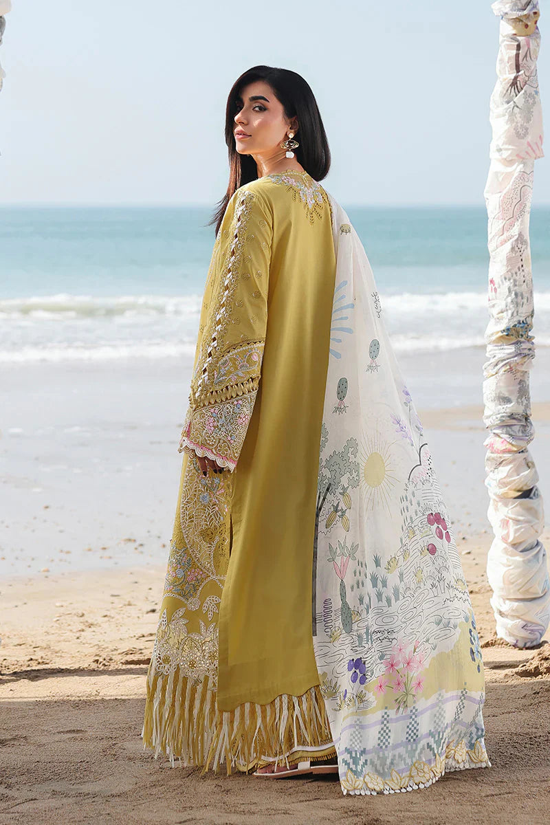 Qalamkar - 3PC Luxury Lawn Embroidered Suit - RR-4006